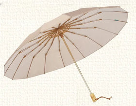 Large Windproof 16-Rib Chinese Style Color-Coated Folding Umbrella for Women Dual Sun Rain UV Protection Parasol Manual Control