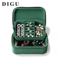 DIGU Portable Soft Velvet Travel Ring Bracelet Jewelry Storage Box Double Layers Detachable Jewelry Organizer Box With Zipper