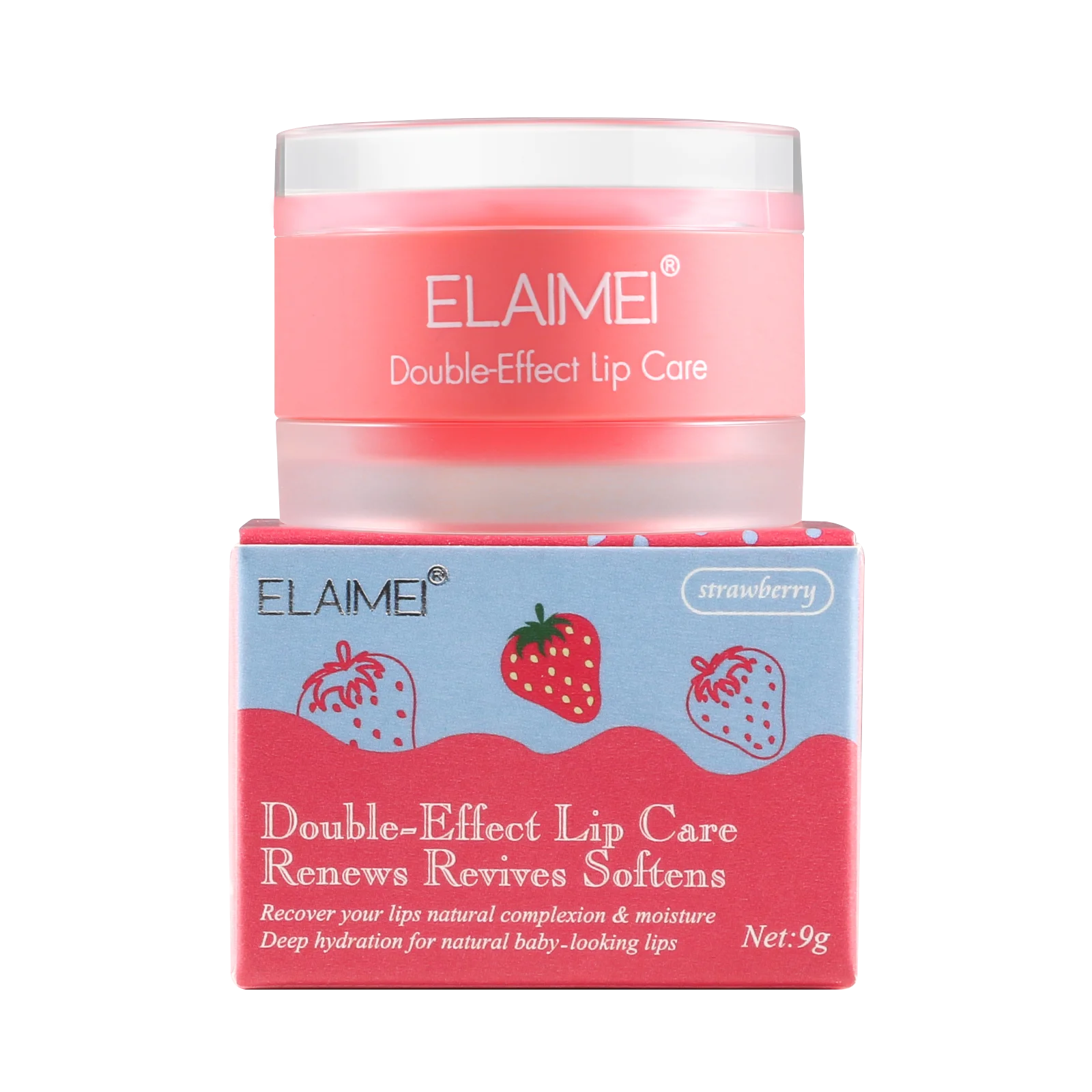 ELAIMEI Cosmetic 9g Intensive Lip Repair Treatment Peach Strawberry Flavor Pink Moisturizing Lip Mask