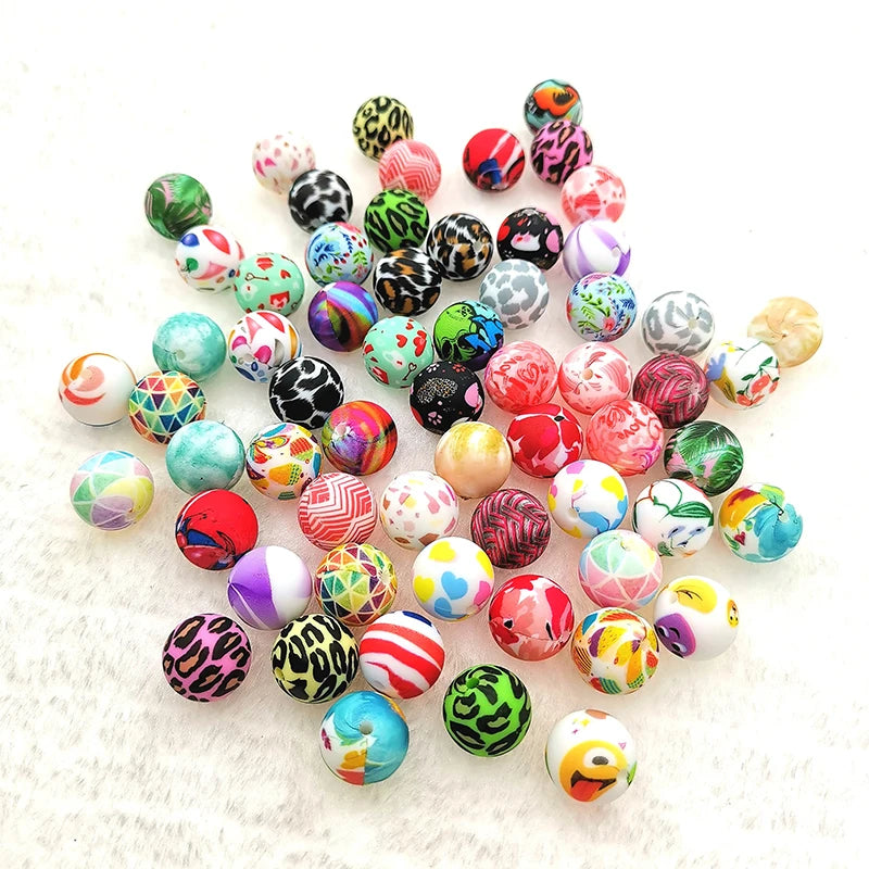 10% OFF Wholesale 12mm 15mm Grade Leopard Printed Bpa Free Food Grade Teething Silicone Beads