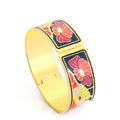 Promotion Color Design Pattern Gold Opening Enamel Bracelet Bangle for Women Colorful Cuff Bangles Ethnic Jewelry
