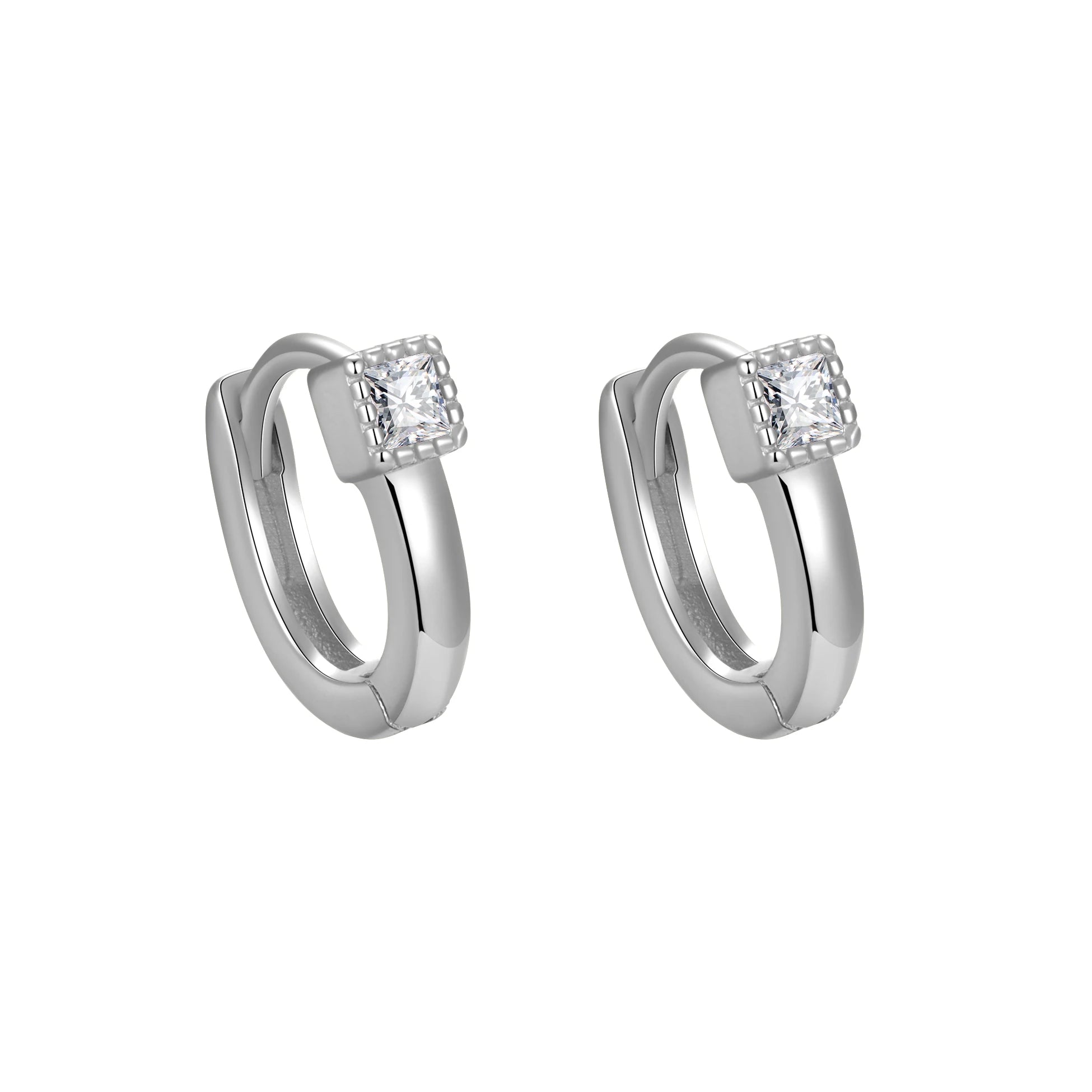 925 Sterling Silver Earrings Set Square White Blue Red Black Green CZ Geometric Hoops for Women Girl Fine Jewelry Wholesale
