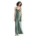 Elegant Silk Satin Long Sling Nightgowns with Elastic Waist for Women-Spring Summer Sleepwear 100% Silk Dress
