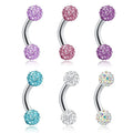 Stainless Steel 4G 6mm Short Bar Tiny Barbell Body Piercings Jewelry Sexy Rainbow Ball Shaped Barbell Belly Button Ring