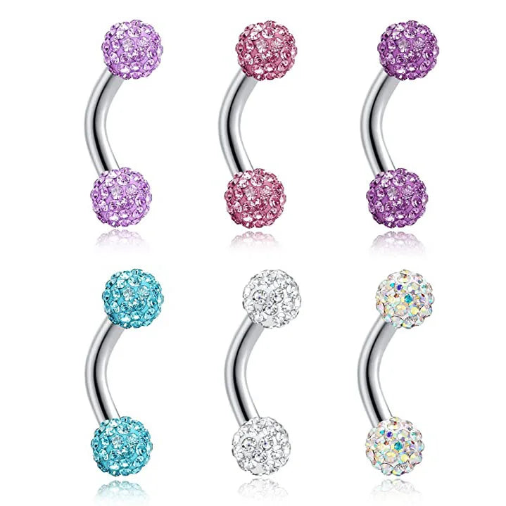 Stainless Steel 4G 6mm Short Bar Tiny Barbell Body Piercings Jewelry Sexy Rainbow Ball Shaped Barbell Belly Button Ring