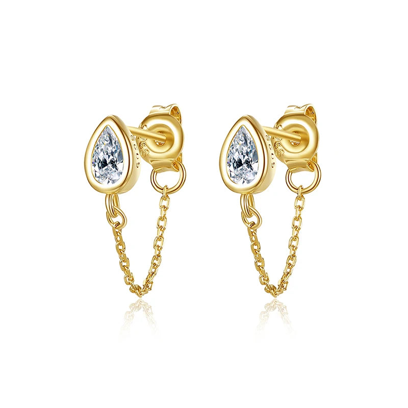 CZCITY 2026 Cute Sterling Silver 925 Zirconia Lady Earring 14K Good Plated Quality Zircon Chain Drop Earring