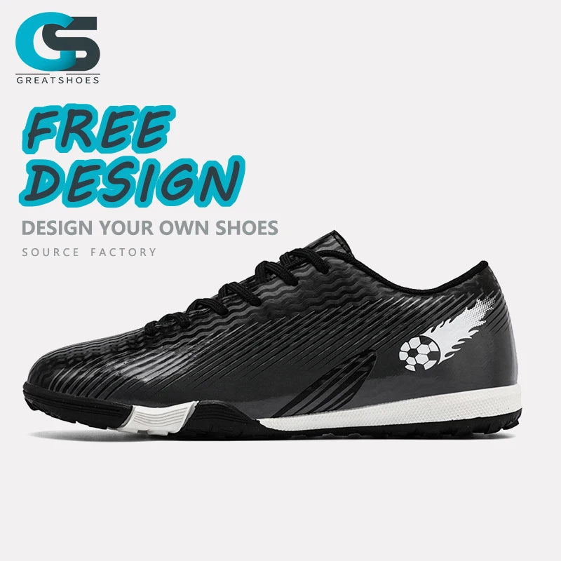 Greatshoes New Model Black Artificial Grass Football BootsCrazy Fast Football Wholesale Kids Football BootsShoes Football Men