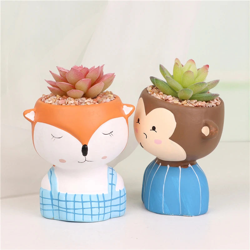 Succulent Artificial Planter with Animal Shape Ceramic Pot DIY Gift Set for Home and Office Decoration