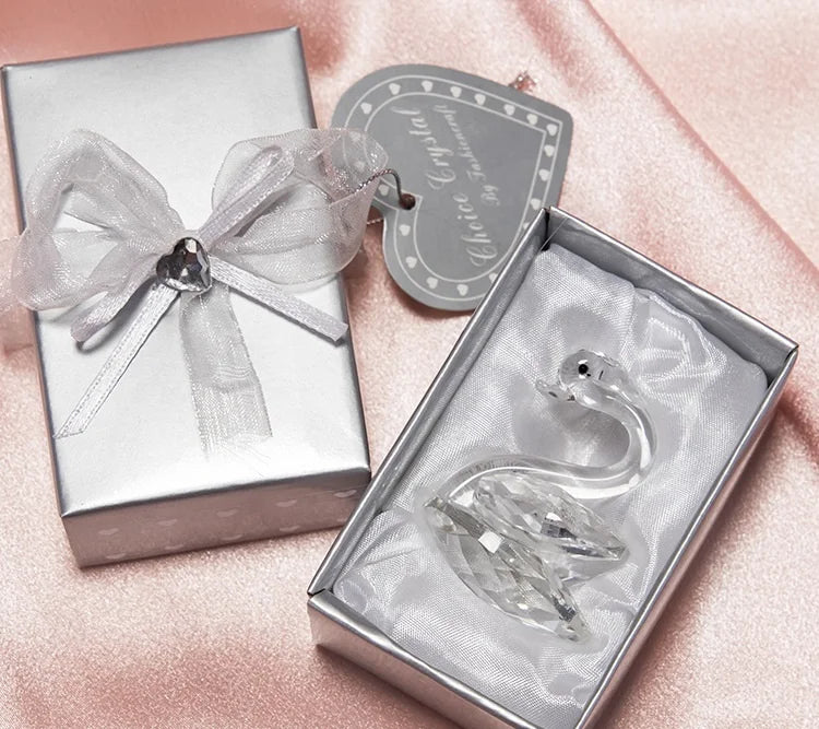 HZ Beautiful crystal glass swan love gift and decoration crystal animal for wedding favors souvenir