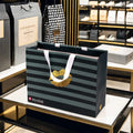 Premium Luxury Retail Tote Gift Bags for Clothing Jewelry Black Paper Shopping Bags With Ribbon Handles Popular Promotional Item