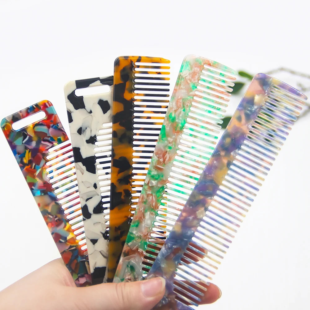 Hot Selling Tortoise Shell Acetate Unbreakable High Quality Fashion Customized Logo Hair Comb with Wide Tooth for Home Use