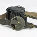 Personalized Custom Attached to Camera Strap Slim Round Leather Camera Lens Cap Holder