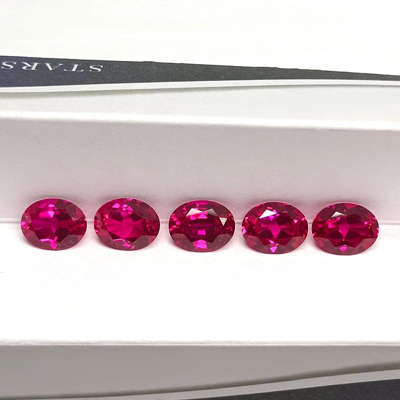 Starsgem Oval Shape Lab Grown Gemstone Blood Red Sapphire Synthetic Stone Lab Ruby for Jewelry Making