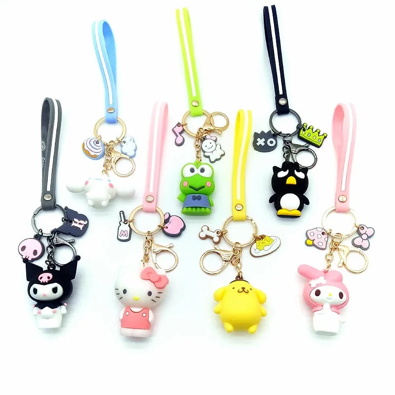 Factory Direct Key Holder Cartoon Frog Rabbit Penguin Animal 3D Pvc Keychains Cute Gift Keychain for Girls Children