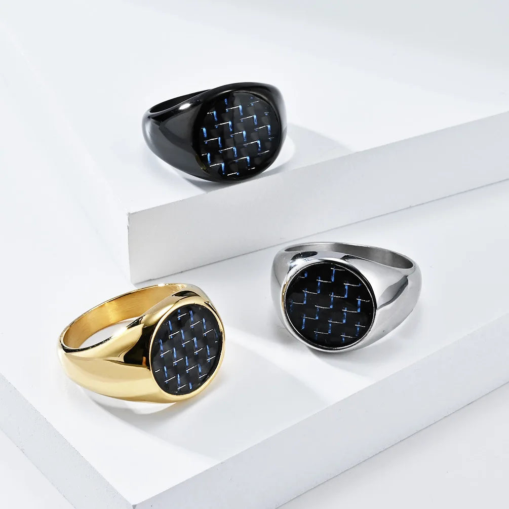 Luxury Stainless Steel Men Wedding Engagement Ring Blue Color Carbon Fiber Ring for Boyfriend Jewelry Gift