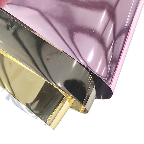 0.4mm Bright TPU Mirror Laser Holographic Metallic Soft Plastic Vinyl Film for Making Emblems/Bag/Shoe/Decoration/Craft