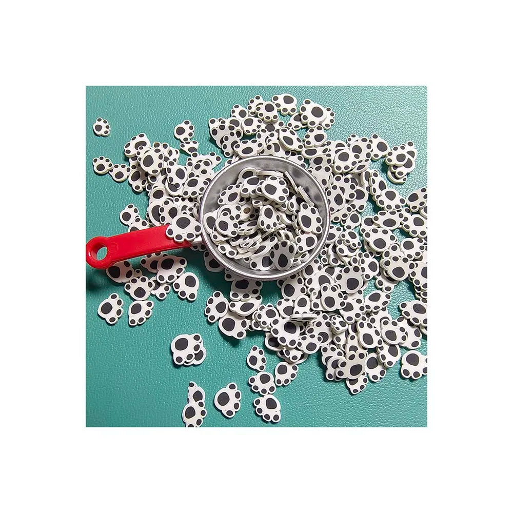 Cute Mini Artificial White Mixed Black Dog Paw Shape Kawaii Stickers Polymer Clay Soft Stickers for Nail Art Beauty