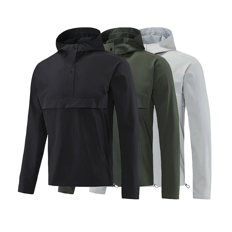 2021 Fashion Street Style Pullover Hoodies Black Grey Army Green Half Zipper Tops With Big Pocket