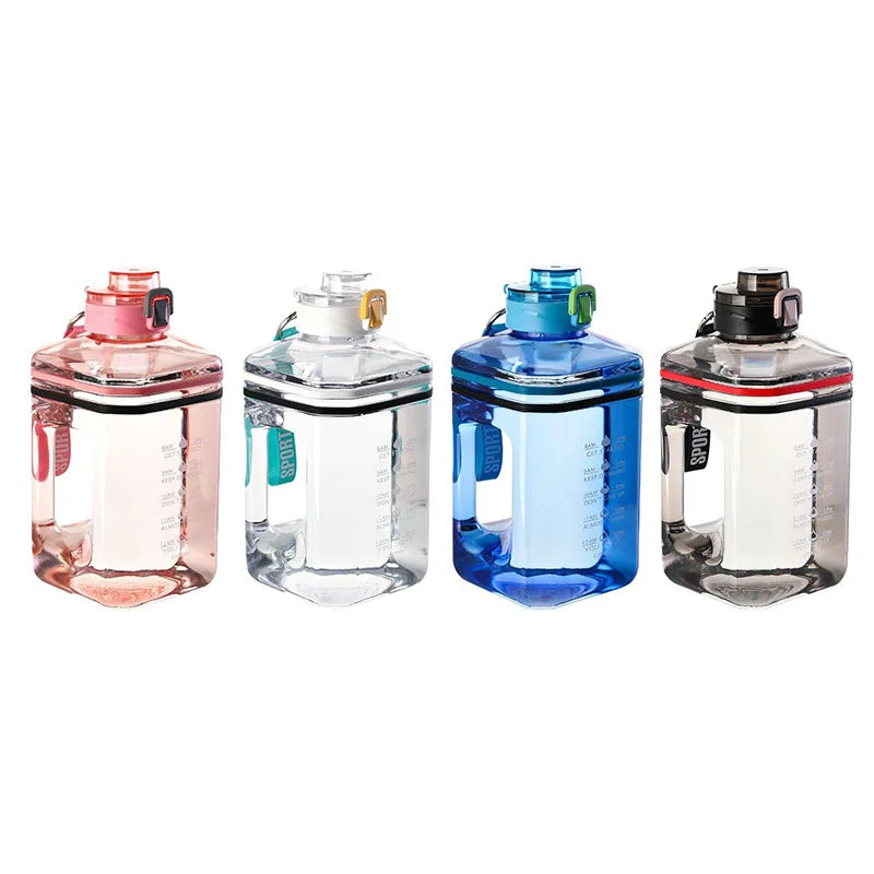 Large-capacity 2.2L Direct Drinking Large-caliber Motivational Sports BPA Free Water Bottle Plastic With Straw