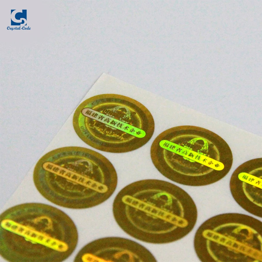 Laser Custom Sheet Tamper Proof Double Color for Golden Case Carving Gold Printed Die Cut Material Blank Vinyl Hologram Sticker