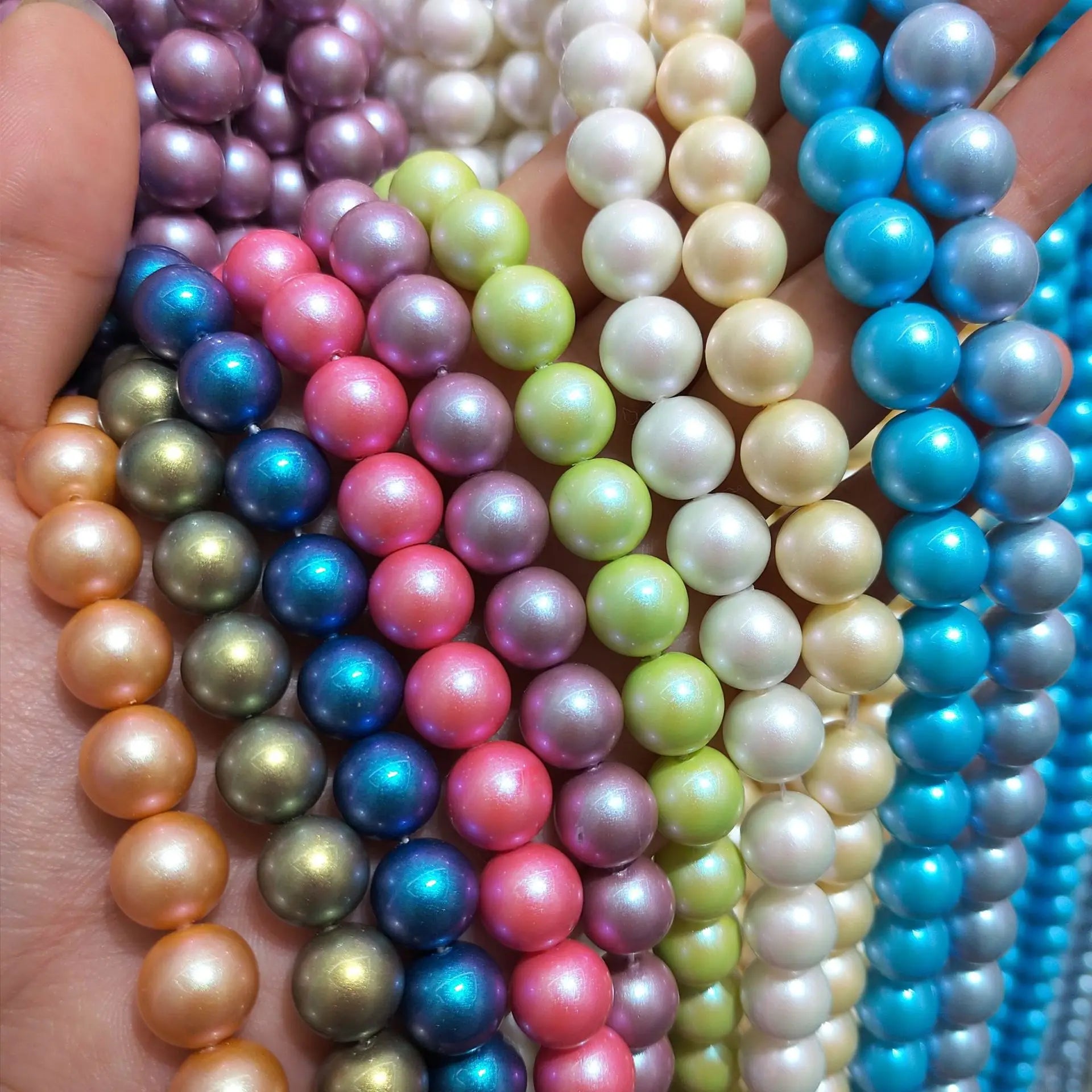 Wholesale 4mm-10mm Shell Pearl Baking Varnish Glass Beads Loose Spacer Beads Customized Color for Necklace Bracelet Earring