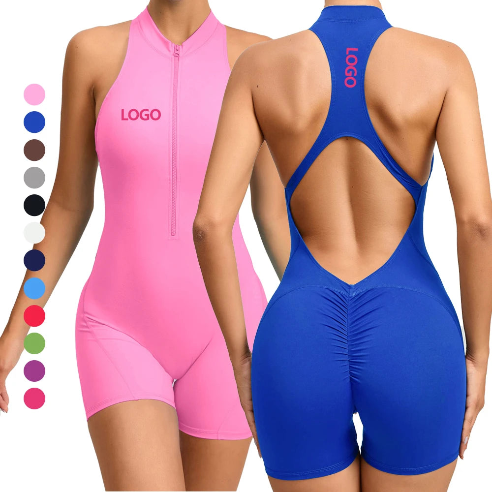 Joyyoung Custom Ropa One Piece Bodysuit Women Rompers Biker Short One Piece Sets Custom Outfit Women Bodycon Yoga Jumpsuit