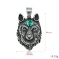Stainless Steel Children's Viking Celtic Wolf Head Hip Hop Silver Plated Crystal Rhinestone Necklace Amulet Thor Hammer Pendant