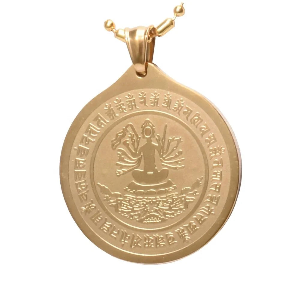Wholesale Scalar Energy Quantum Germanium Pendant Necklace Stainless Steel Bio Science Vintage Children's Buddhist Buddha Gift