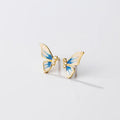 Half Butterfly Wing Shape 925 Sterling Silver Gold Plated Stud Earrings CZ Fine Jewelry for Women Girls