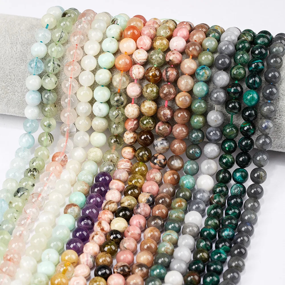Top High Quality Blue Celestine Tourmaline Malachite Rare Precious Gem Stone Polished Smooth Round Beads for Bracelet Making