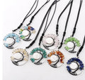 Tree of Life Necklace Pendant Handmade Jewelry Full Moon Pendant Stones Pendant Necklace Wire Wrapped 7 Chakra Stone for Women