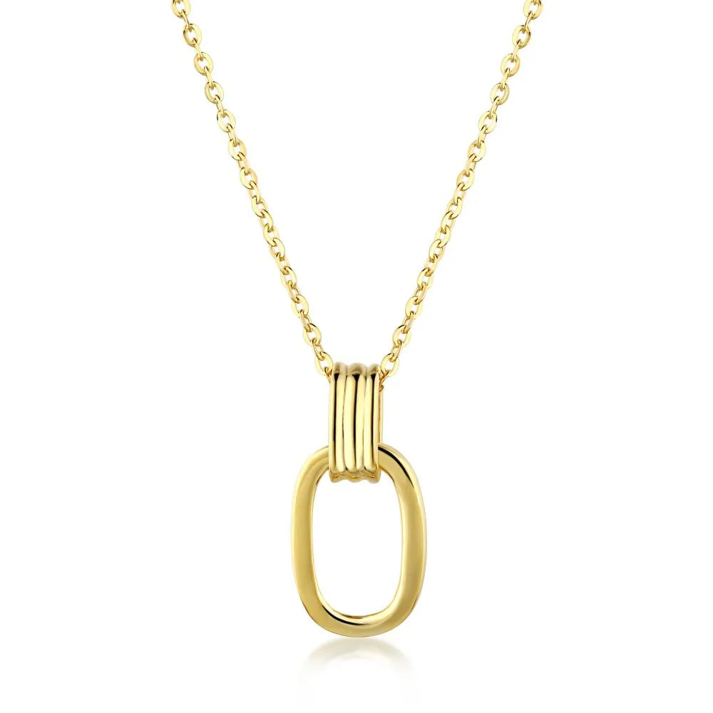 Laodun New Arrivals S925 Necklace Simple Minimalist Elegant Tiny Geometric Sterling Sliver Pendant Necklace Vermeil