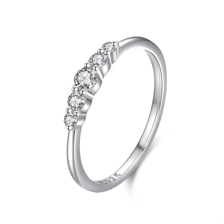 Simple 925 Sterling Silver Micro Inlay CZ Diamond Rings for Women