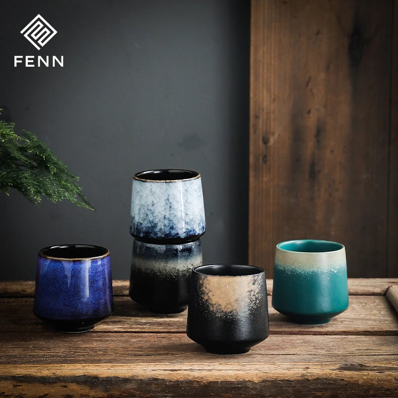 FENN Best Sell Fambe Accidental Coloring Sublimation Arabic Coffee Cup Ceramic Home Office Clay Cup Tea Latte Porcelain Tea Cup