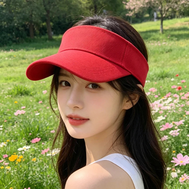 Wholesale Custom Cotton Sun Visor Hat for Women Embroidery Logo Summer Protection for Beach Travel & Sports Cycling