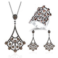 W0317 Abiding Fine Jewelry Designer Style Natural Smoky Quartz 925 Sterling Silver Jewelry Sets for Woman Jewellery