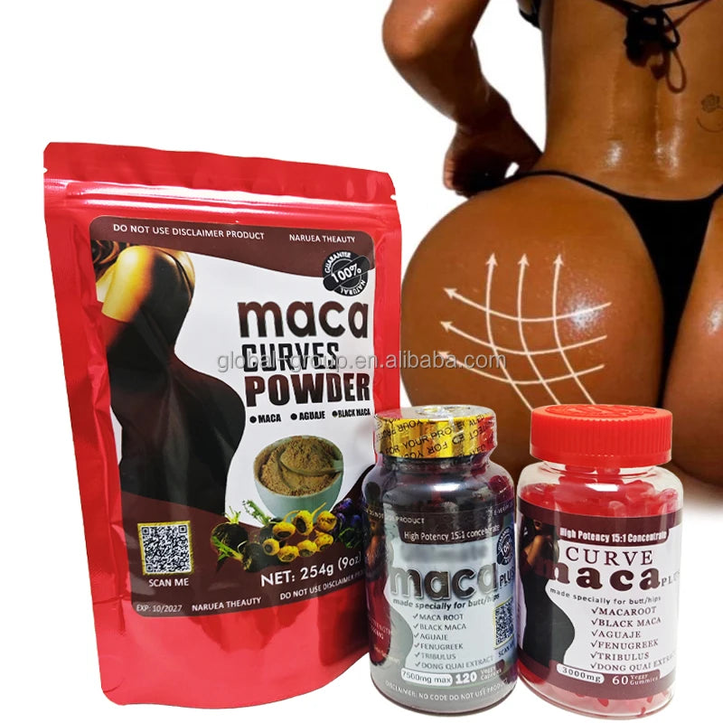 Ultimate Curves Maca Plus 120 Capsules Black High Potency Best Energy Low Moq Extreme Maca Curve Root Plus Capsules for Women