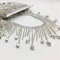 Wholesale Clothing Waist Chain Tassel Droplet Shape Water Diamond Design Flat Back Glass Rhinestones Stretch Phone Case Design