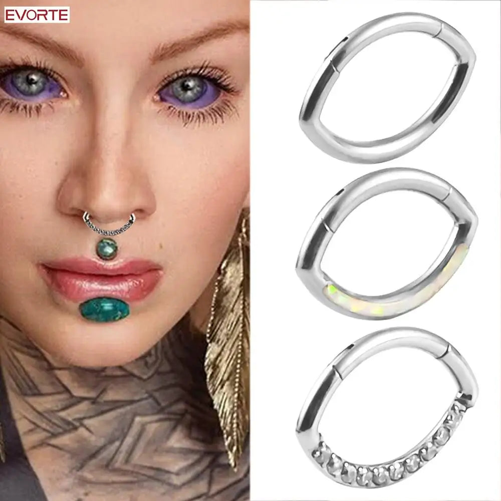 Evorte G23 Titanium Zircon Stone Trendy Ear Weights Ear Gauges Piercing Tunnels Body Jewelry Nose Earrings