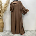 Muslim Women Kimono EID Ramadan Kaftan Ballon Sleeve Prayer Islamic Dress Crepe Jazz Open Abaya