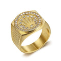 Wholesale New Punk Hiphop Men 316l Stainless Steel 18k Gold Plated Ring Crown Diamond Rings