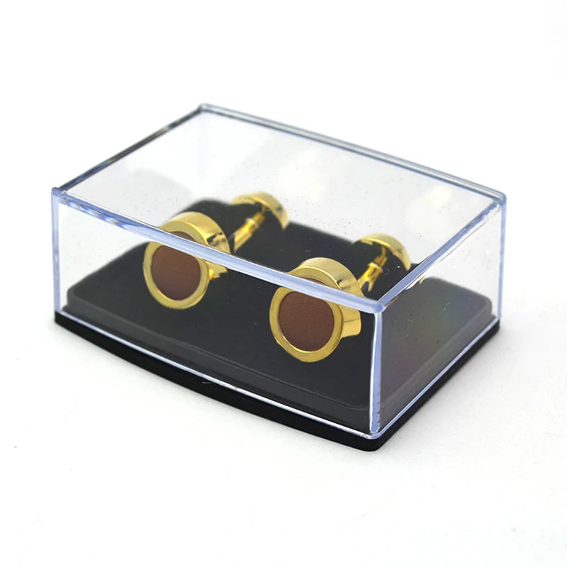 Factory Price Fancy DC001 Black Plastic Transparent Cufflink Boxes 85x45x35mm