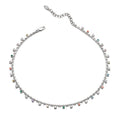 New Trendy Minimalist Brass Zircon Choker Stainless Steel Link Chain Square Colorful Zircon Necklace for Women for Wedding Party