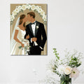 Romantic Wedding Scene Wood Wall Art Newlyweds Bridal Couple Wooden Sign for Gift Wedding Decor