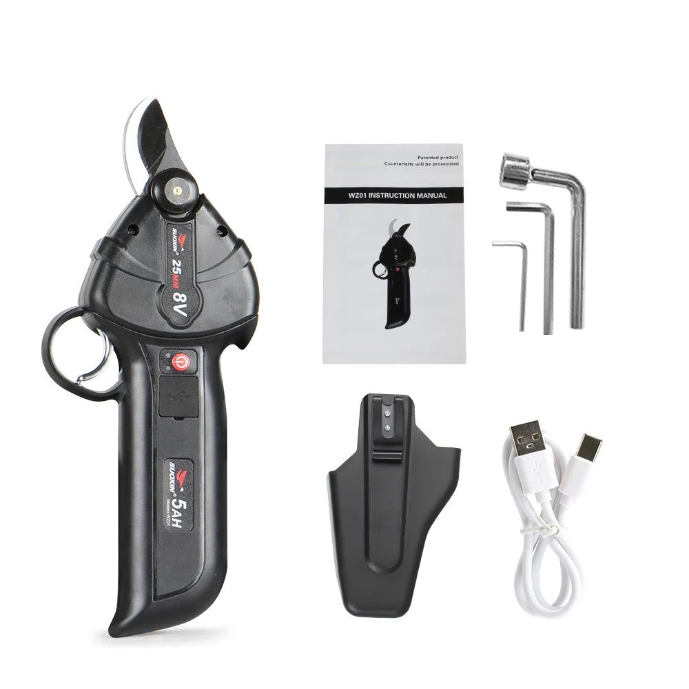 25MM Cordless Electric Pruning ShearsBrushless Motor Battery Powered Pruner for Trimming Tree Branches