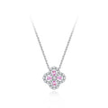 925 Sterling Silver Four Leaf Clover Pendant Necklace Women Lady CZ Zircon Clover Necklace