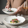 Nordic Unique Eco-Friendly Porcelain Dessert Fruit Plate Restaurant Flower Shape Ceramic Dishes and Bowls for Hotel Use