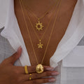 X177 Wholesale 18K Gold Plated Stainless Steel Pendant Necklace Non Tarnish Flower and Waterdrop Charm Necklace