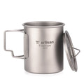 Camping Camping Mugs Water Cup Titanium Coffee Mug 450ml  Foldable Handle Titanium Pot with Lid Camping Accessories