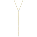 Lanshang Fine Jewelry Y-Shaped Gold Plated 925 Sterling Silver Lariat Link Chain Geometric CZ Pendant Necklace Unisex